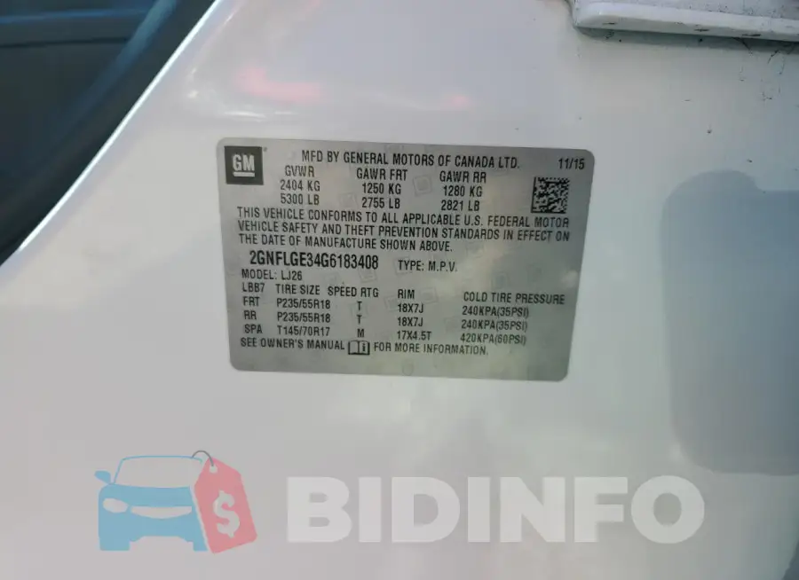 2GNFLGE34G6183408 Photo# 13