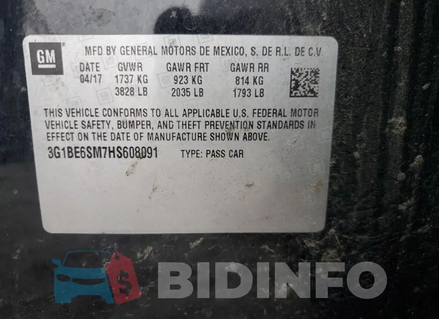 3G1BE6SM7HS608091 Photo# 12