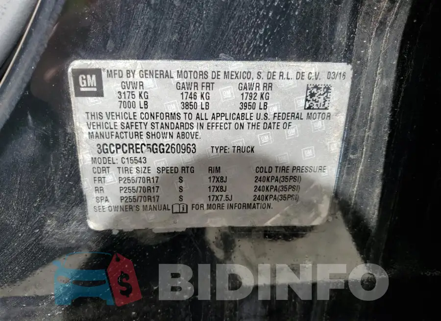 3GCPCREC5GG260963 Photo# 12