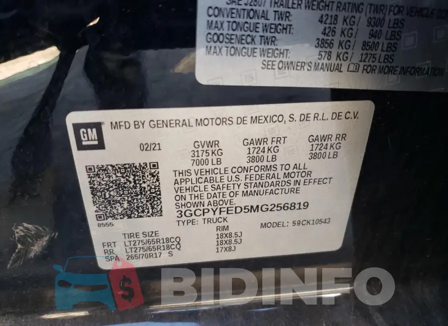 3GCPYFED5MG256819 Photo# 12