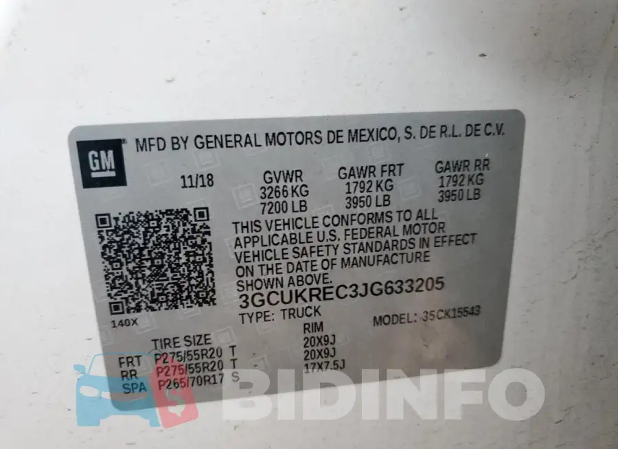 3GCUKREC3JG633205 Photo# 12