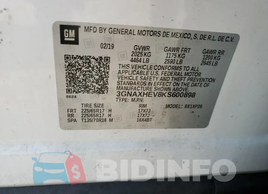 3GNAXHEV8KS600898 Photo# 13