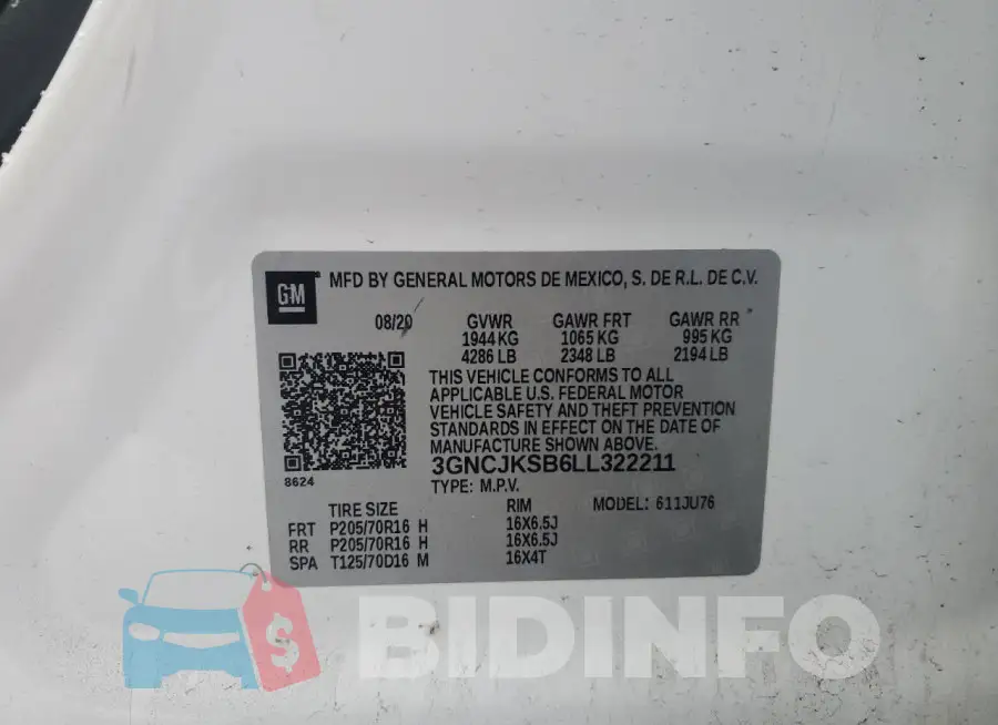 3GNCJKSB6LL322211 Photo# 13
