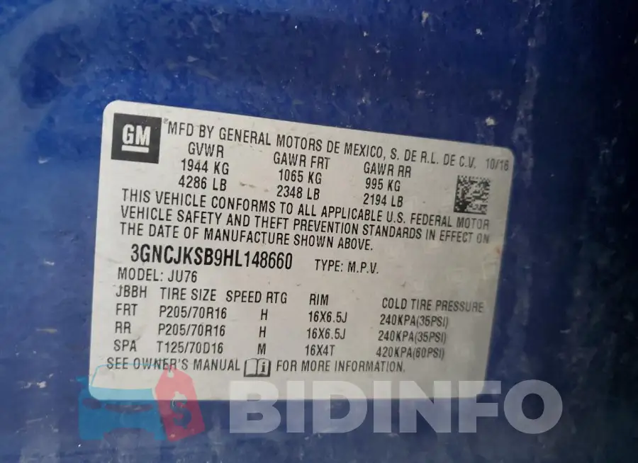 3GNCJKSB9HL148660 Photo# 13