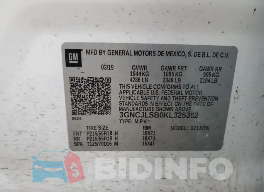 3GNCJLSB0KL325352 Photo# 13