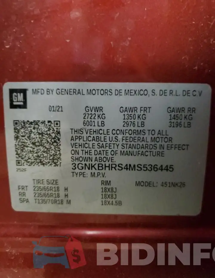 3GNKBHRS4MS536445 Photo# 13