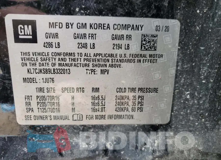 KL7CJKSB9LB332013 Photo# 12