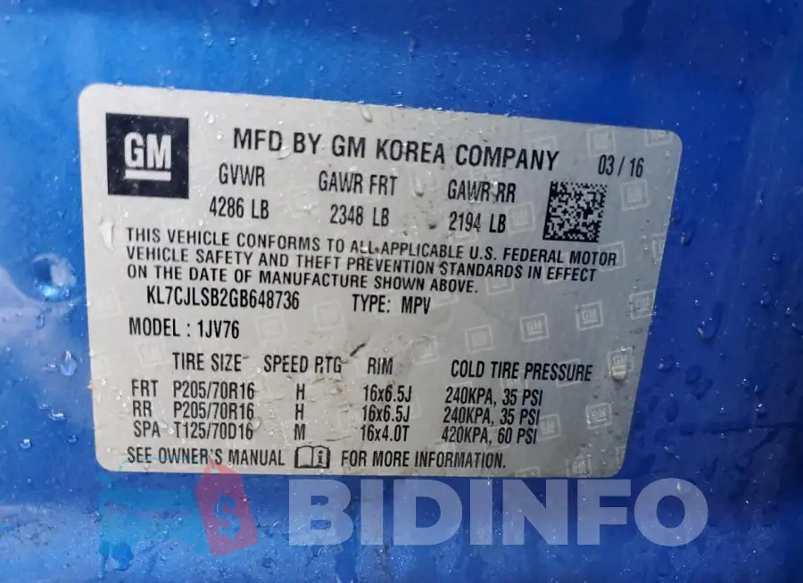 KL7CJLSB2GB648736 Photo# 13