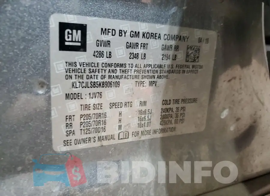 KL7CJLSB5KB906109 Photo# 13