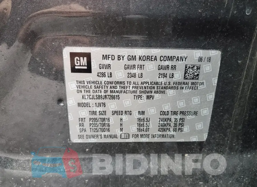 KL7CJLSB9JB726615 Photo# 13