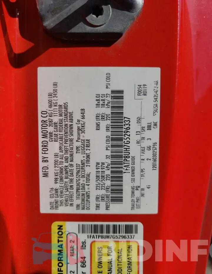 1FATP8UH7G5296337 Photo# 12
