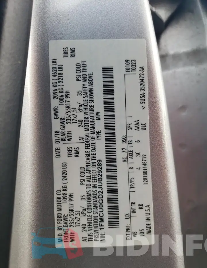 1FMCU0GD2JUB29289 Photo# 12