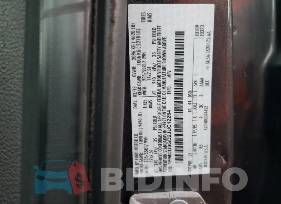 1FMCU0GD2JUC12284 Photo# 12