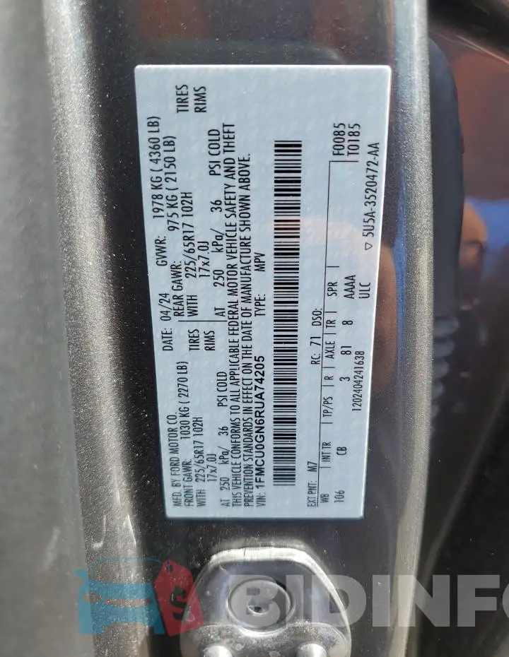 1FMCU0GN6RUA74205 Photo# 13