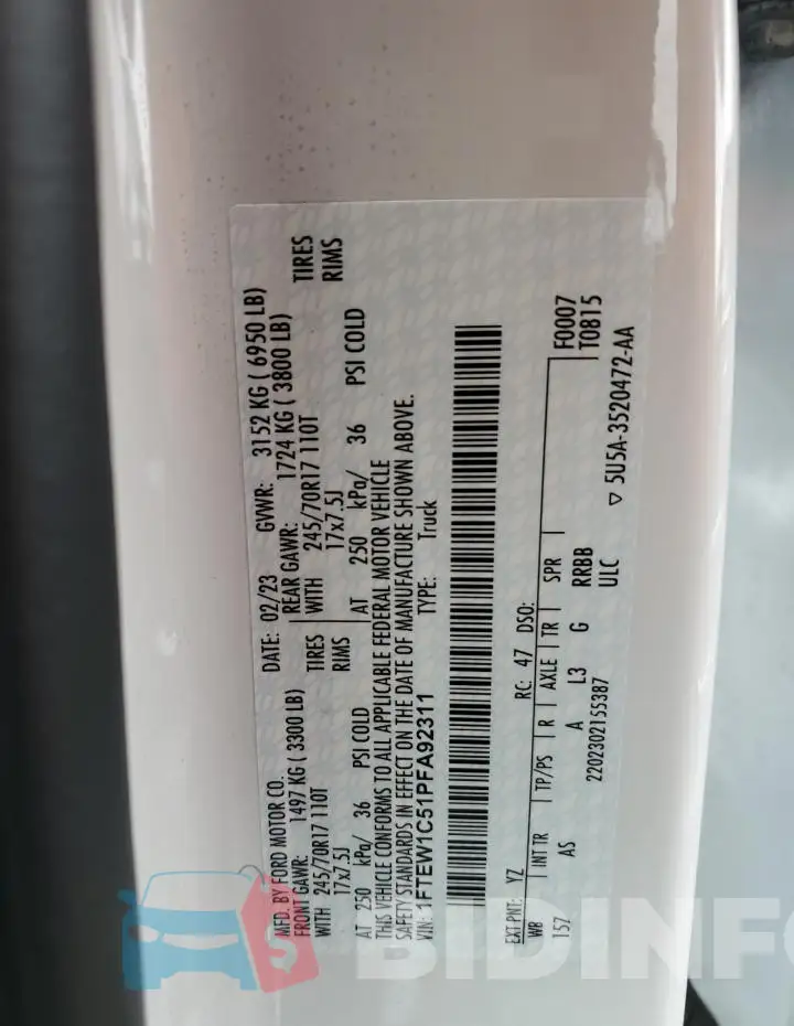 1FTEW1C51PFA92311 Photo# 12