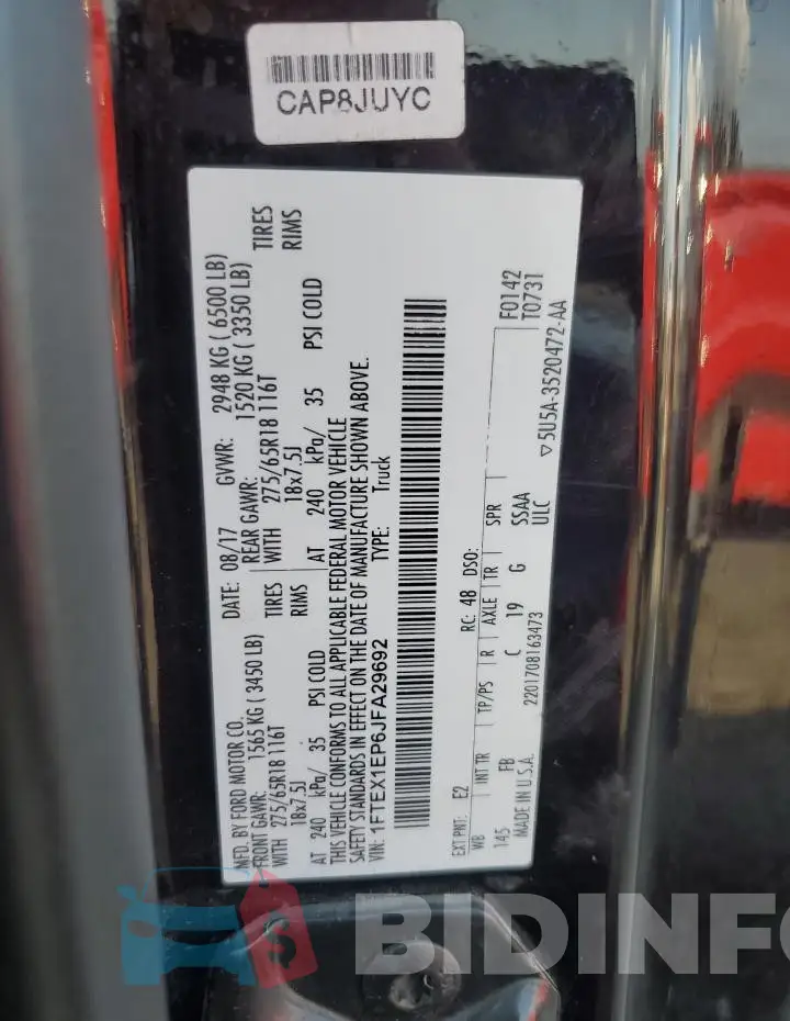 1FTEX1EP6JFA29692 Photo# 12