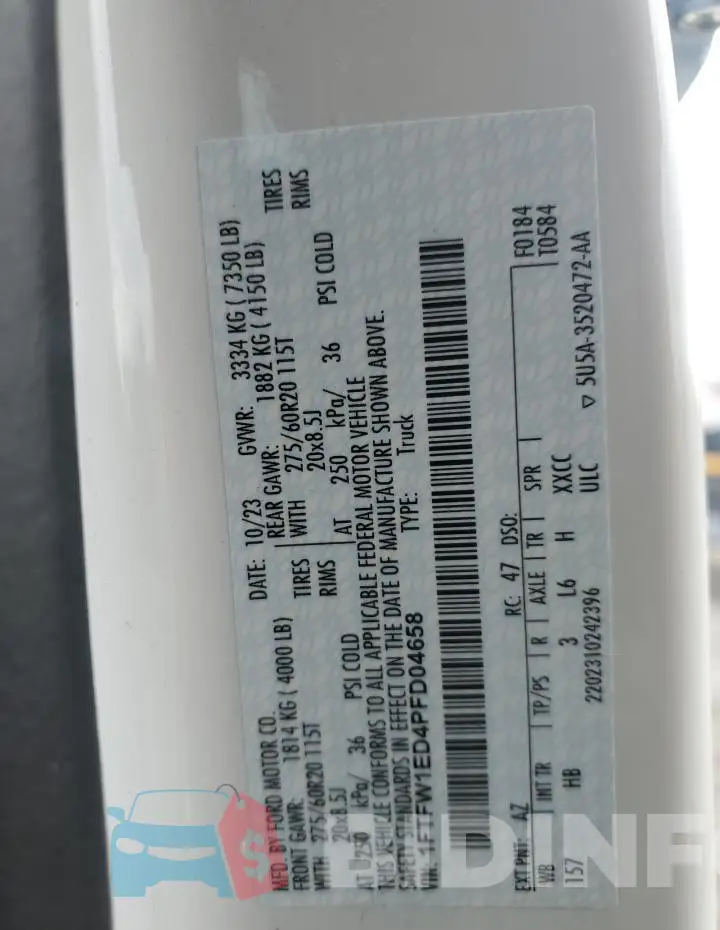1FTFW1ED4PFD04658 Photo# 13