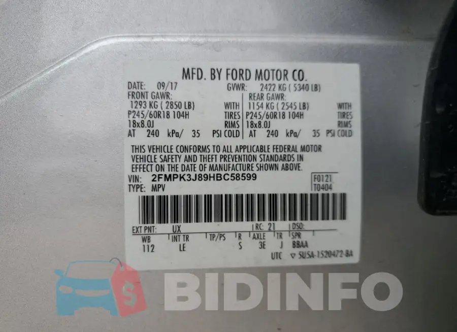 2FMPK3J89HBC58599 Photo# 12