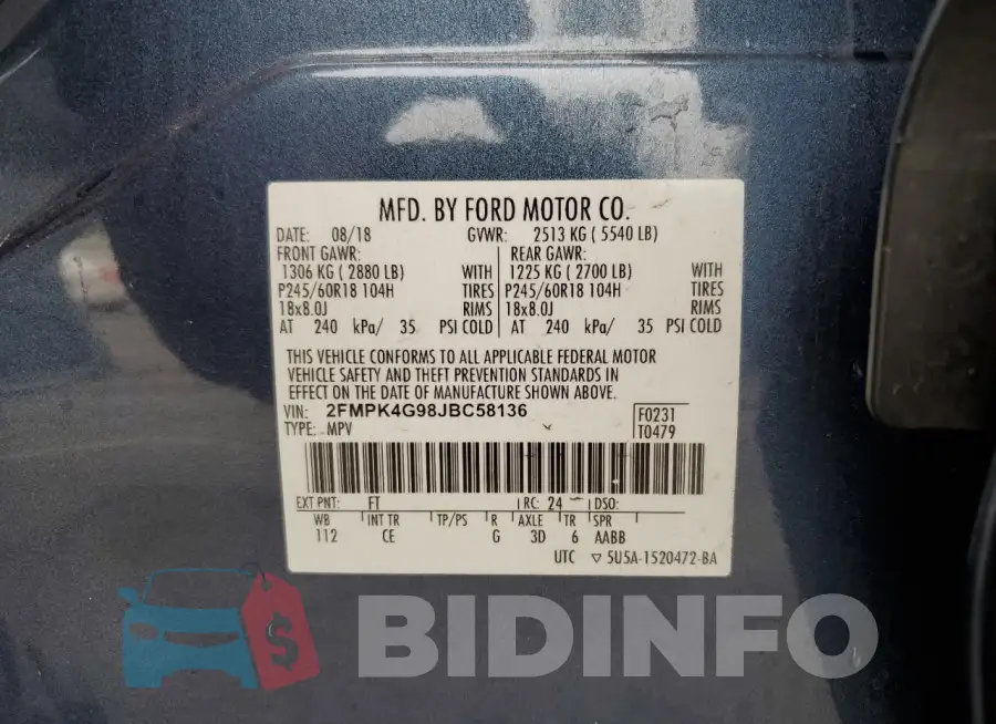2FMPK4G98JBC58136 Photo# 13