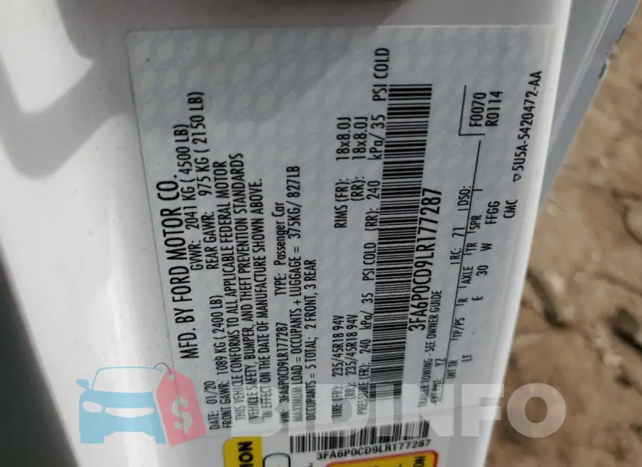 3FA6P0CD9LR177287 Photo# 12