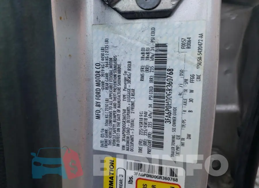 3FA6P0HD0GR360768 Photo# 12