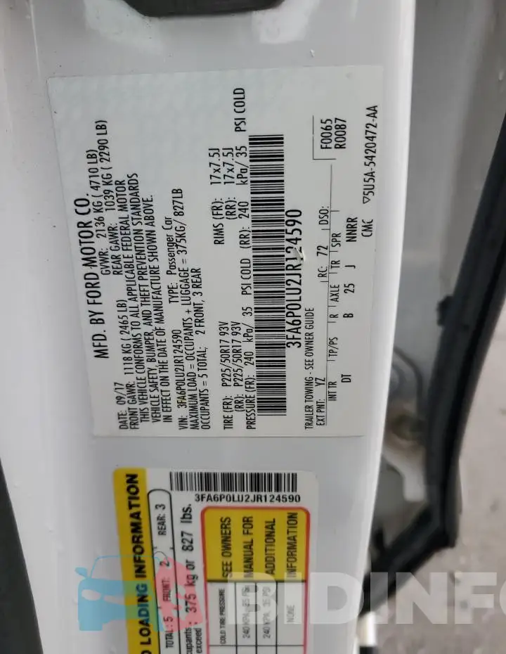 3FA6P0LU2JR124590 Photo# 12