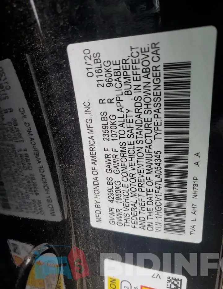 1HGCV1F47LA054345 Photo# 12
