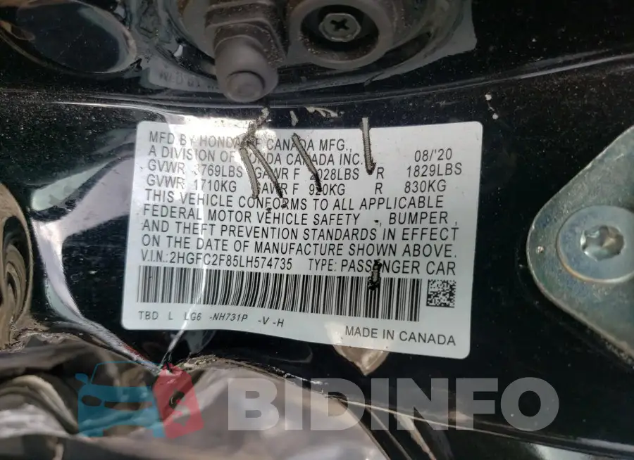 2HGFC2F85LH574735 Photo# 13