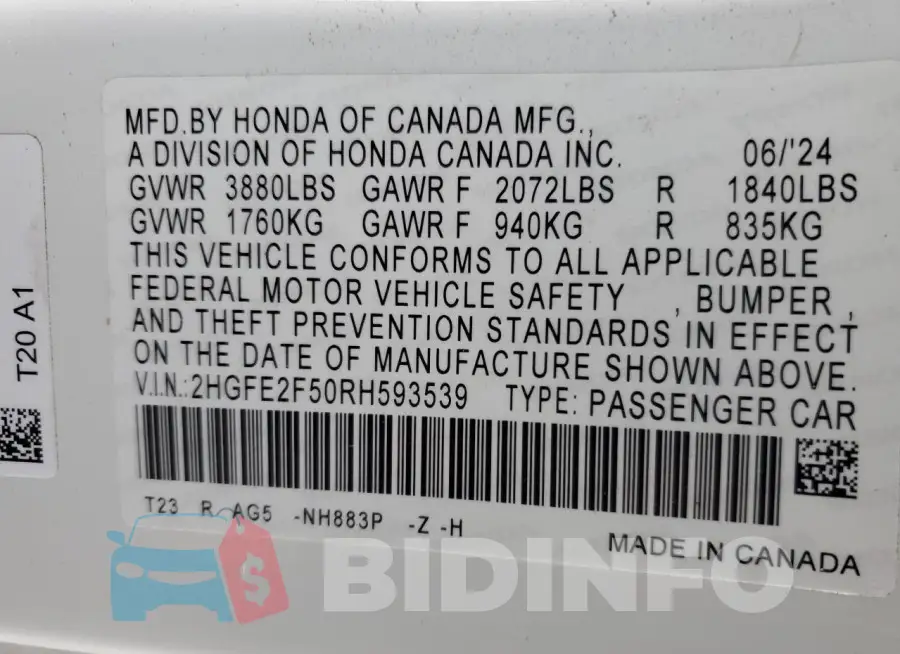 2HGFE2F50RH593539 Photo# 12