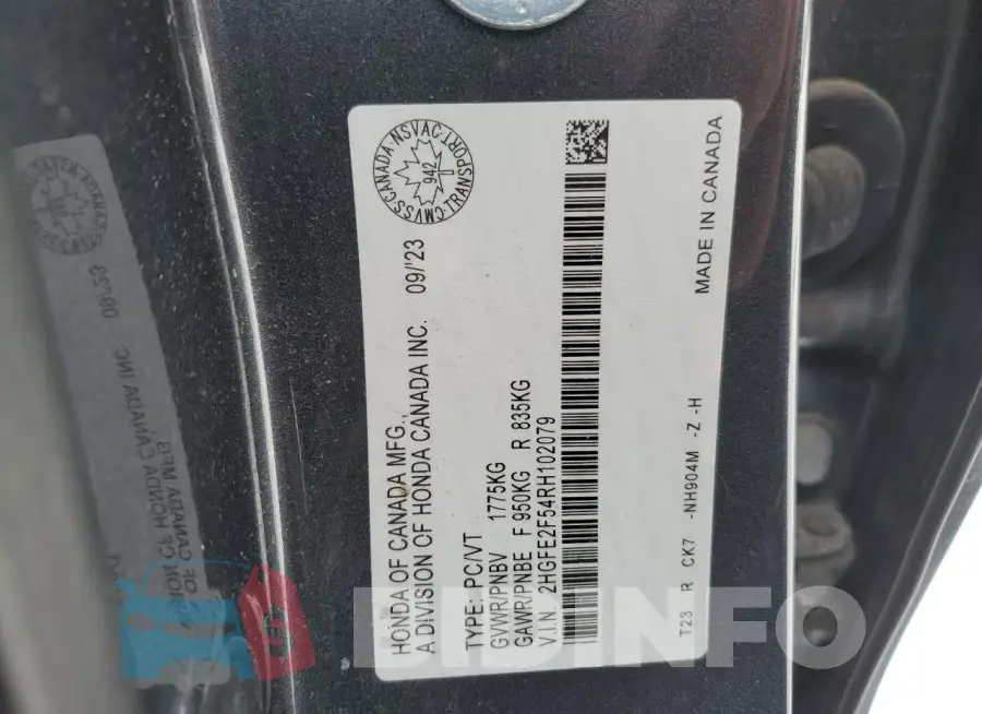 2HGFE2F54RH102079 Photo# 13