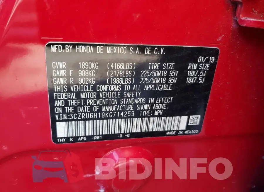 3CZRU6H19KG714259 Photo# 13