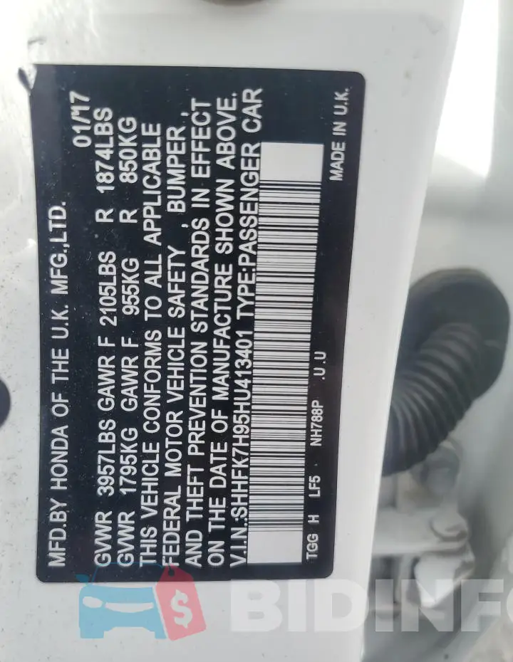SHHFK7H95HU413401 Photo# 12