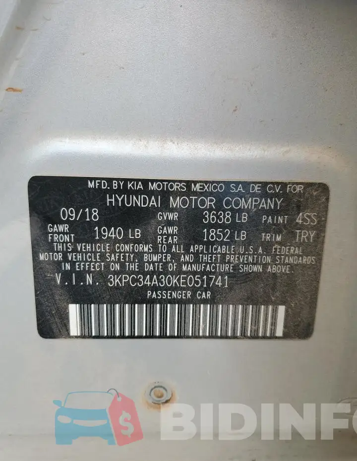 3KPC34A30KE051741 Photo# 12