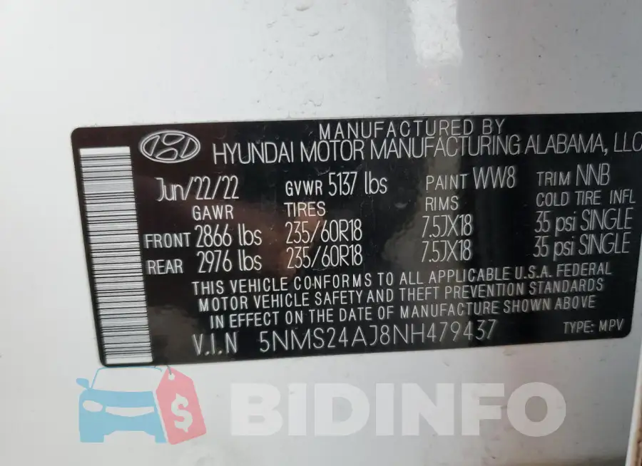5NMS24AJ8NH479437 Photo# 14
