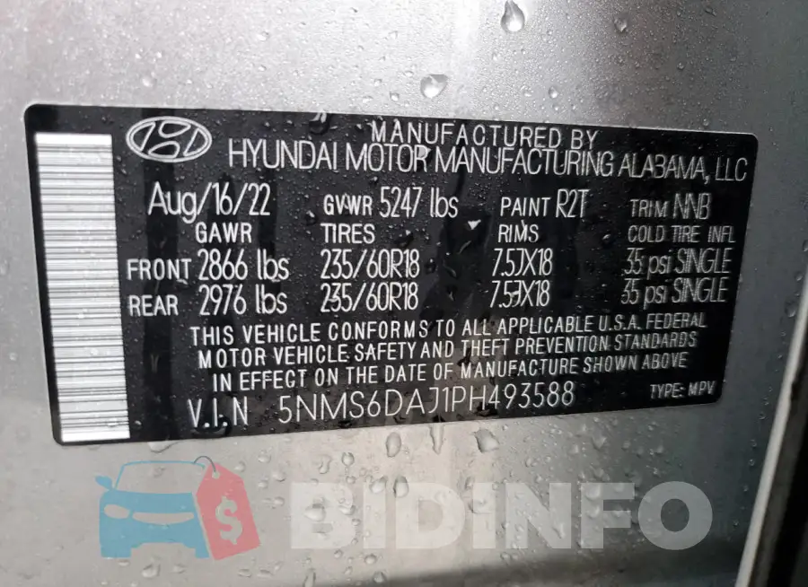 5NMS6DAJ1PH493588 Photo# 13