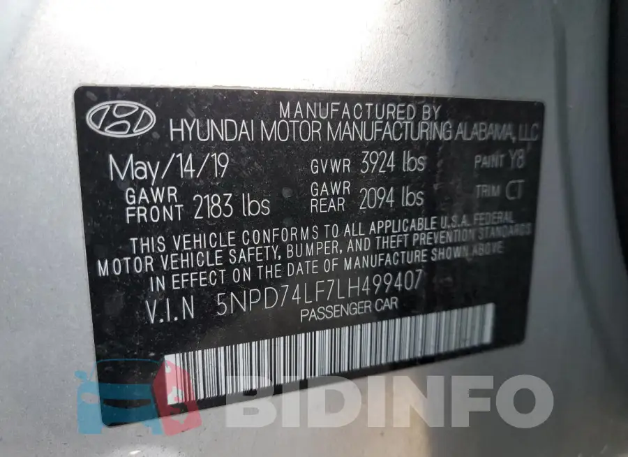 5NPD74LF7LH499407 Photo# 12