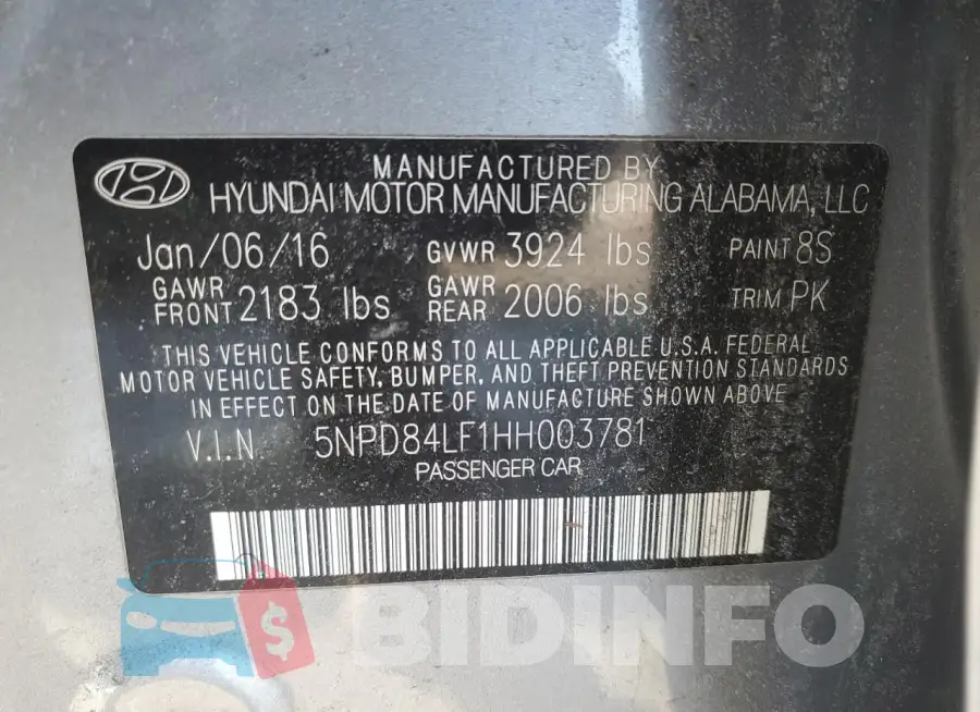 5NPD84LF1HH003781 Photo# 12