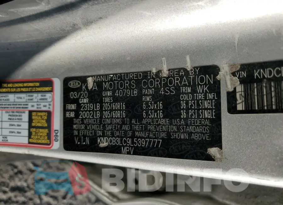 KNDCB3LC9L5397777 Photo# 13