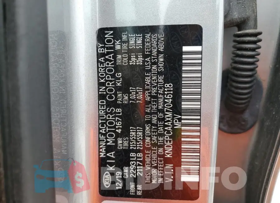 KNDEPCAAXM7046118 Photo# 14