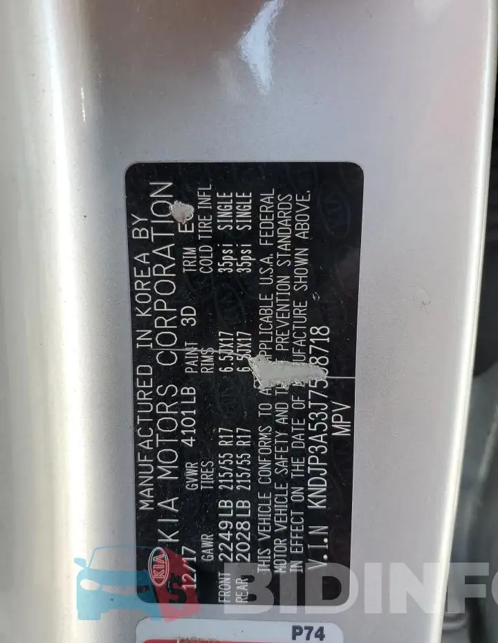 KNDJP3A53J7598718 Photo# 14