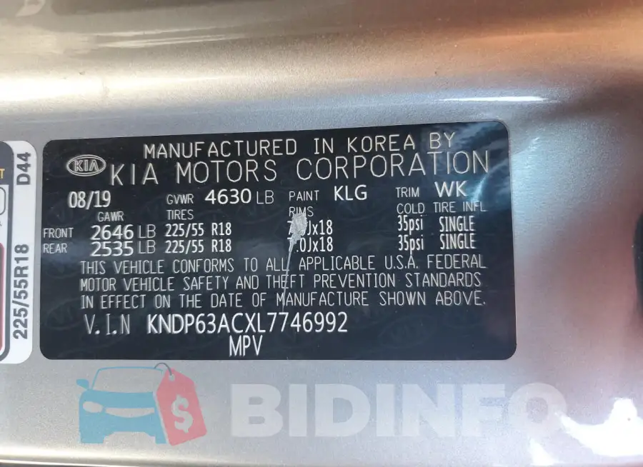 KNDP63ACXL7746992 Photo# 13