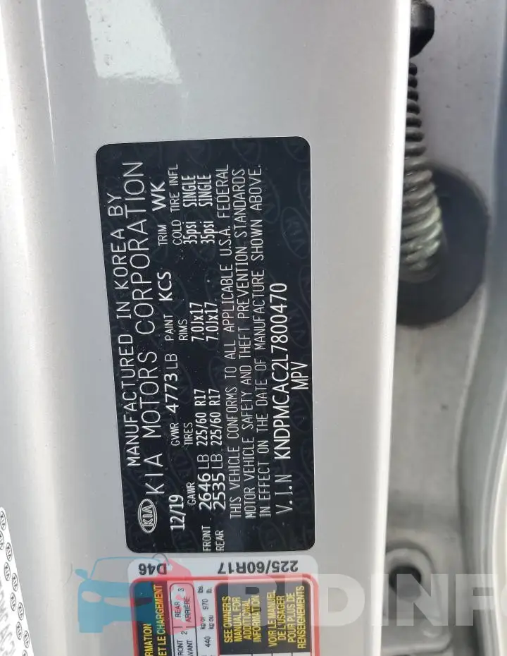 KNDPMCAC2L7800470 Photo# 14