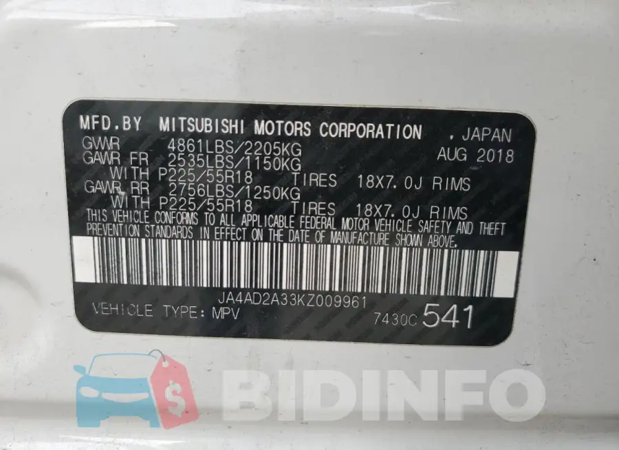JA4AD2A33KZ009961 Photo# 13