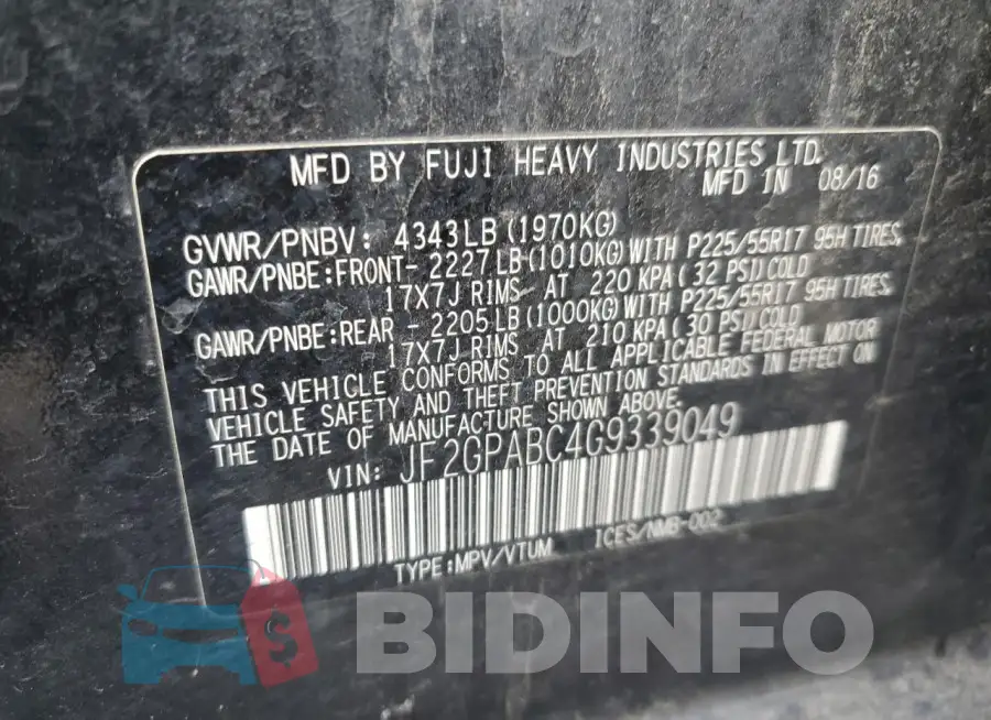 JF2GPABC4G9339049 Photo# 12