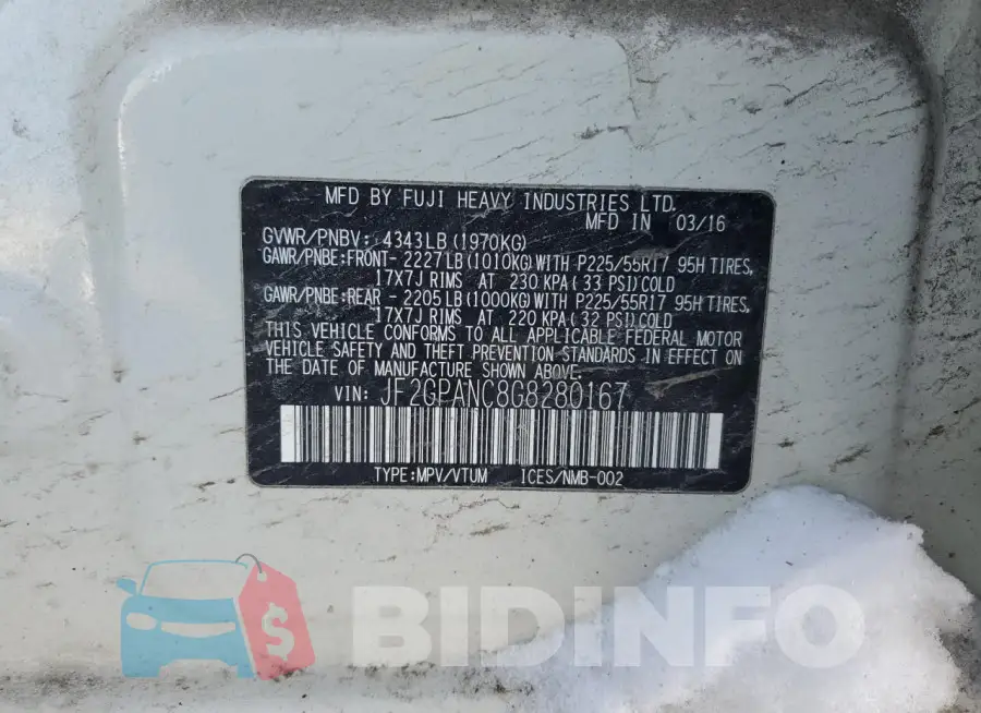 JF2GPANC8G8280167 Photo# 14