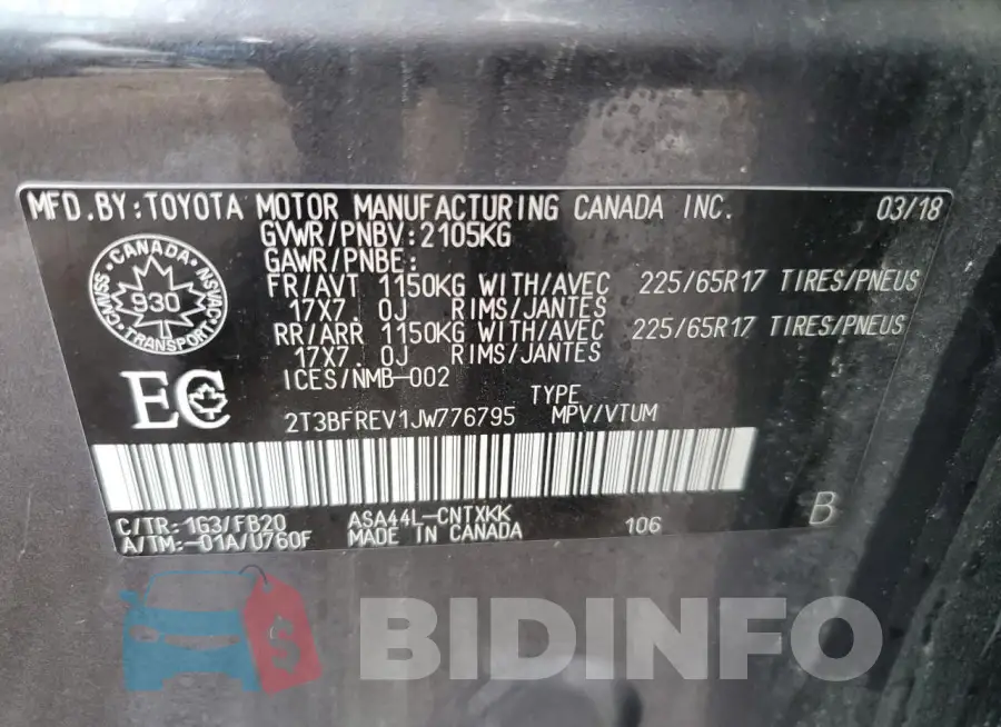 2T3BFREV1JW776795 Photo# 13