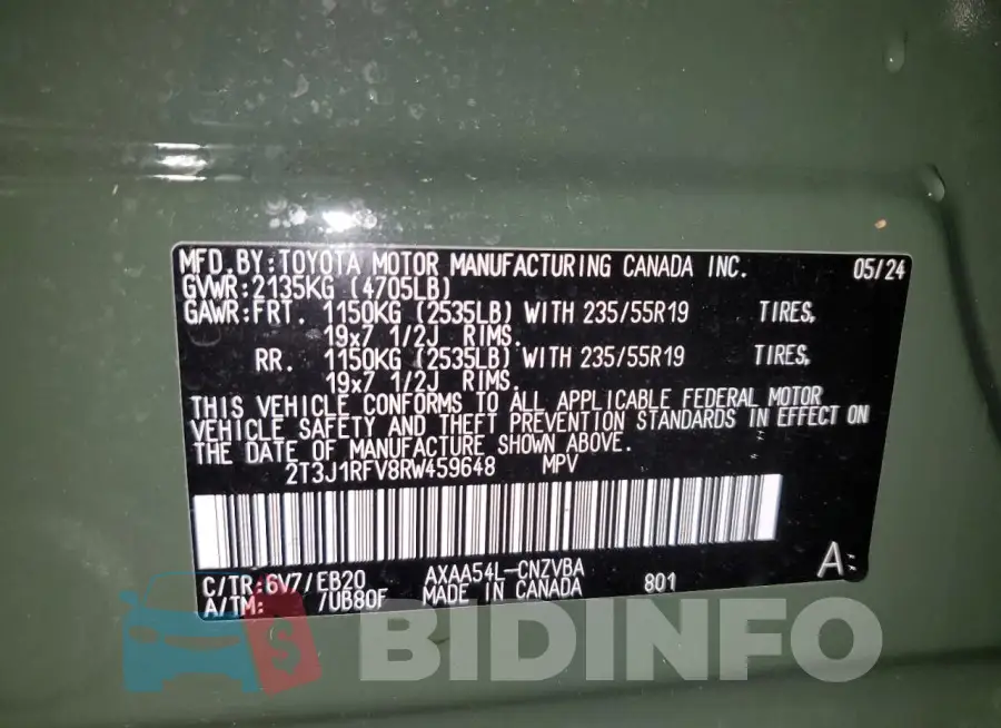 2T3J1RFV8RW459648 Photo# 13