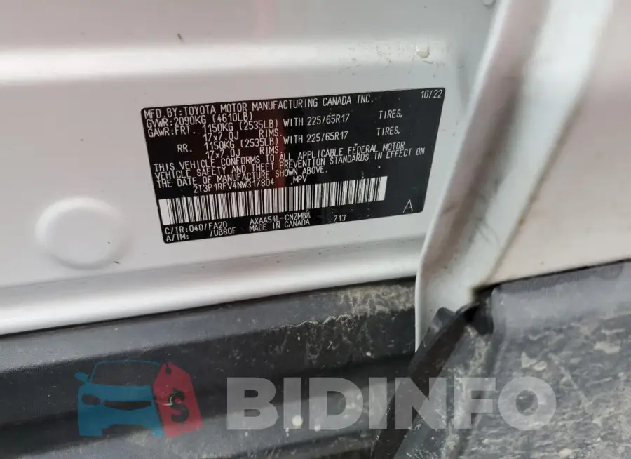 2T3P1RFV4NW317804 Photo# 13