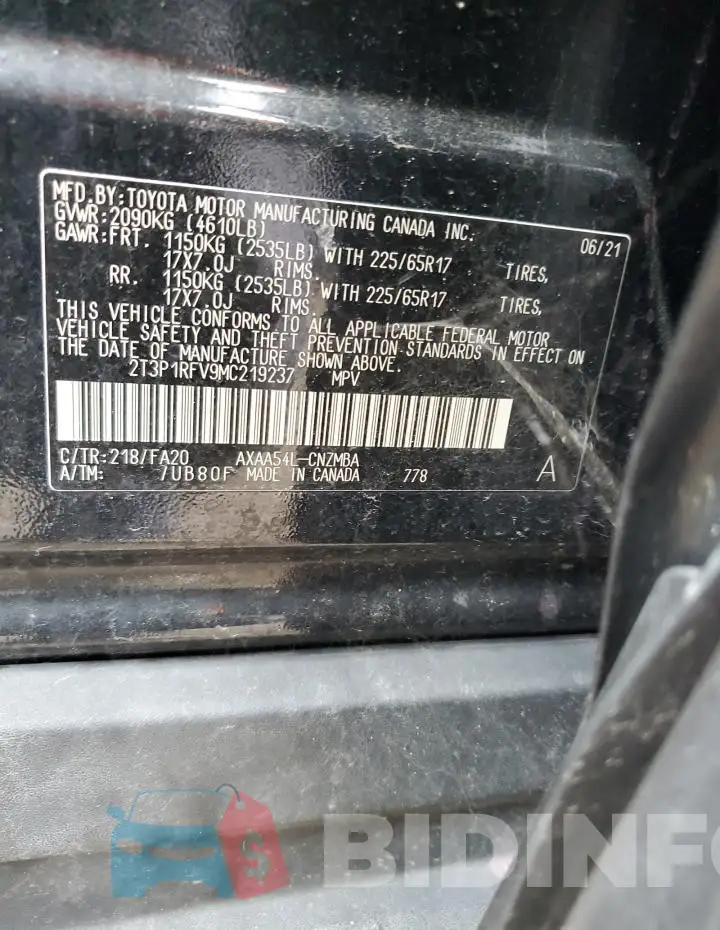 2T3P1RFV9MC219237 Photo# 12