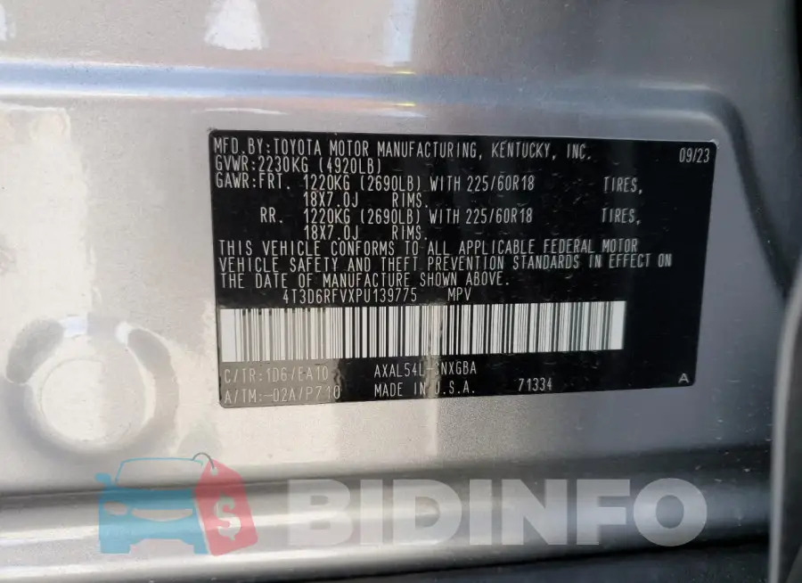 4T3D6RFVXPU139775 Photo# 13